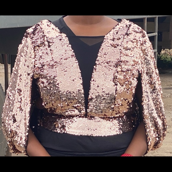 Tops - NYC Gabriel Union collection. Sequin cape shirt